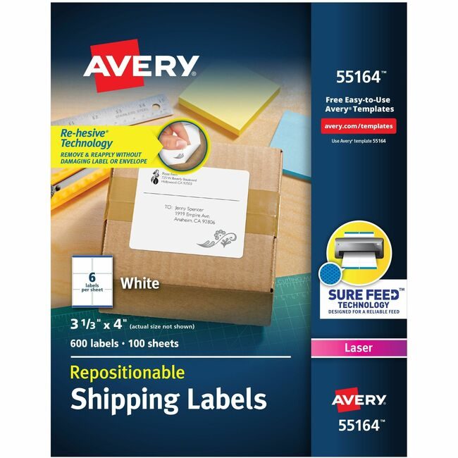 Avery Products Corporation Label Removable Laser Shpng AVE55164