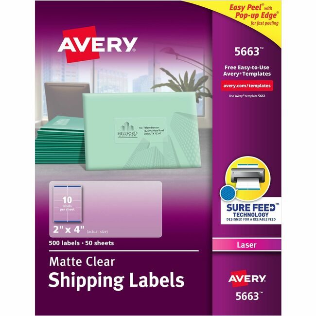 Avery Products Corporation Label Ezpeel Laser 2X4 Clear AVE5663