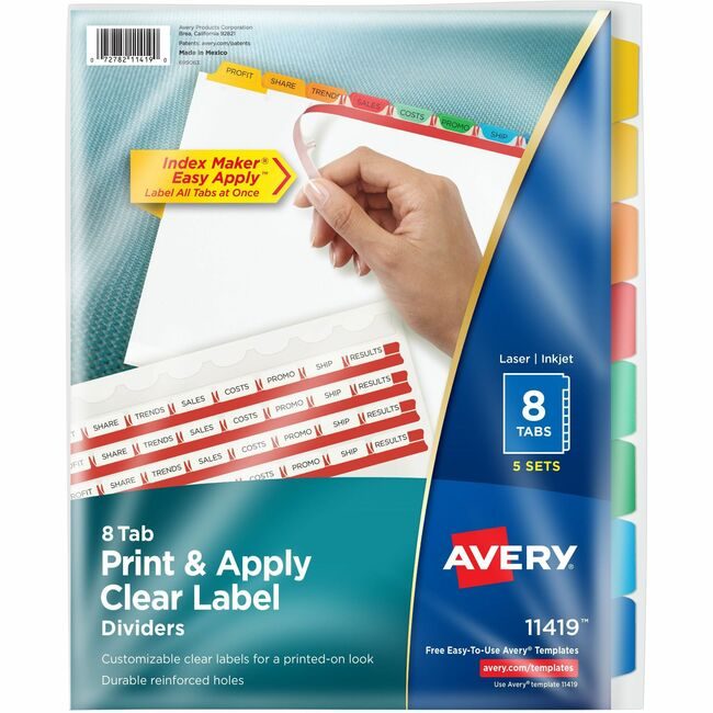 Avery Products Corporation Dividers Index 8TAB Bright AVE11419