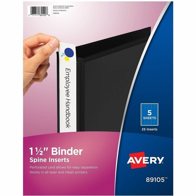 Avery Products Corporation Inserts Spine Binder We 1.5 AVE89105