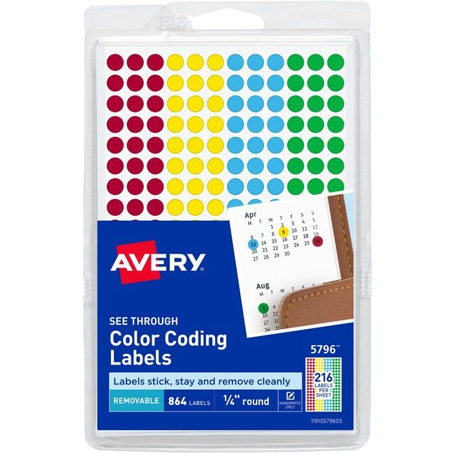 Avery Products Corporation Label Dots See-Thru 1/4"DIA AVE05796