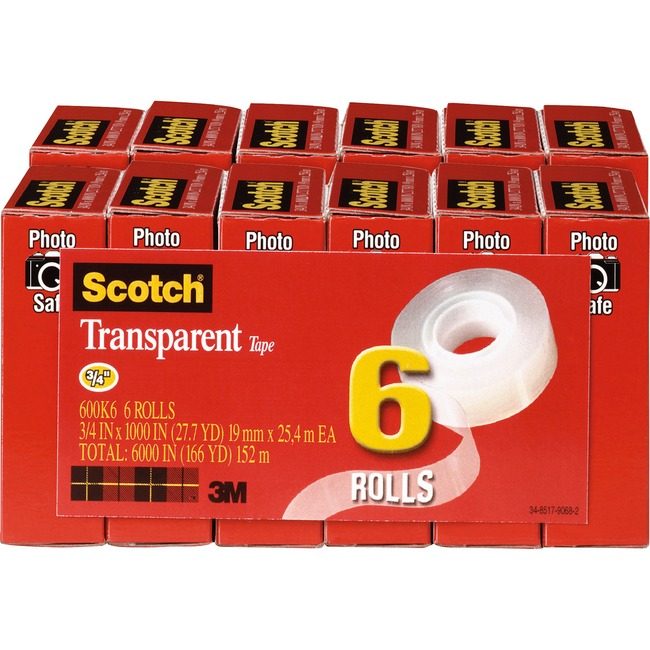 3M Company Tape Rl Trans 3/4X1000 6 Pack MMM600K6BD