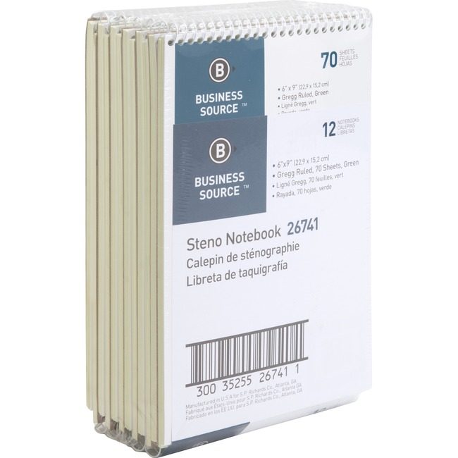Business Source Book Steno Gregg 70SH Green BSN26741PK