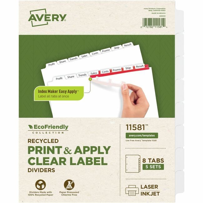 Avery Products Corporation Dividers Index Clear 8TAB 5ST AVE11581