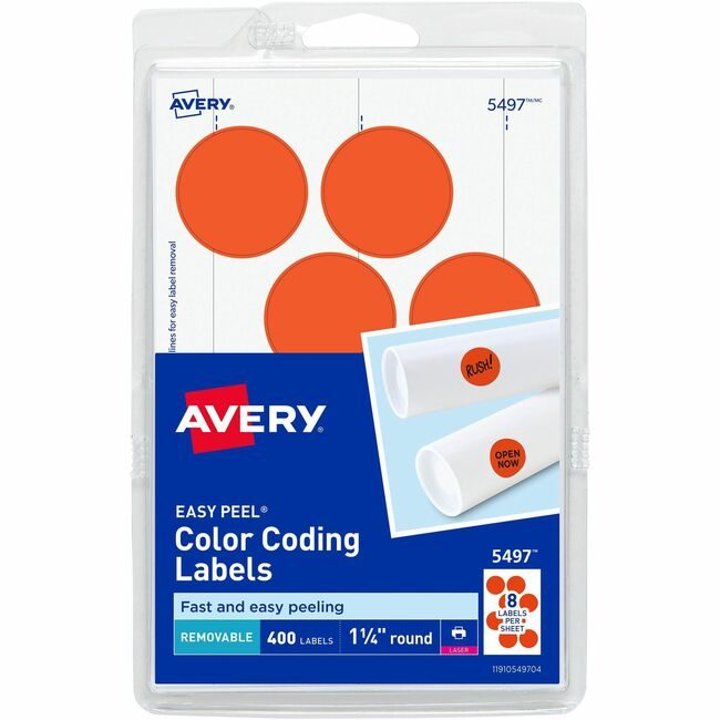 Avery Products Corporation Label Round 1.25"DIA Neonrd AVE05497