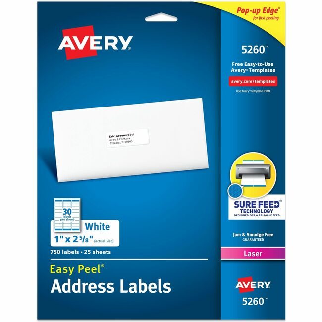 Avery Products Corporation Label Ezpeel Lsr 1X2.6 We AVE5260