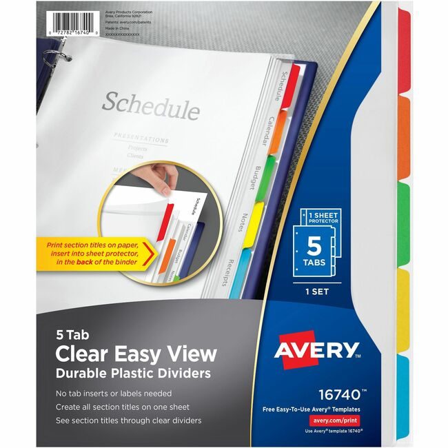 Avery Products Corporation Dividers Plastic Clearvw 5TAB AVE16740