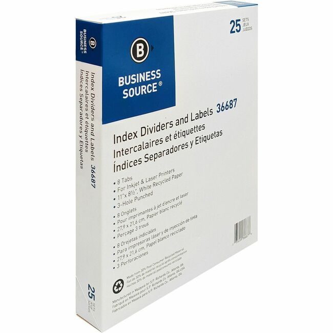 Business Source Divider Index Punched 8TAB BSN36687
