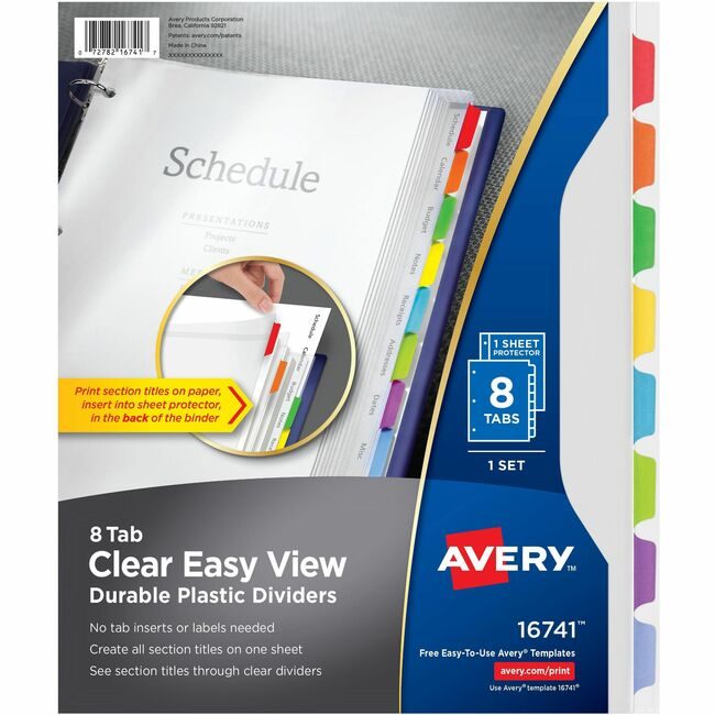 Avery Products Corporation Dividers Plastic Clearvw 8TAB AVE16741