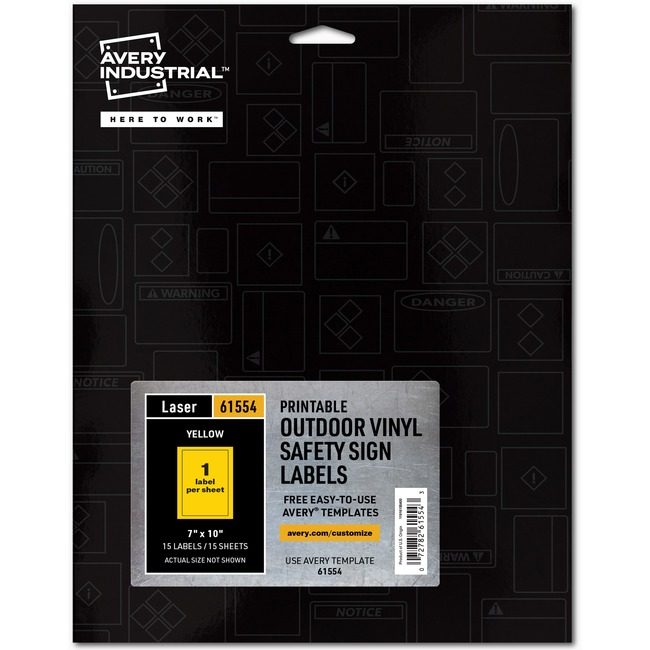 Avery Products Corporation Sign Label Yellow 7X10 AVE61554