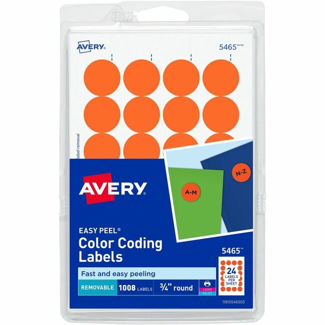Avery Products Corporation Label Round 3/4"DIA Orng AVE05465