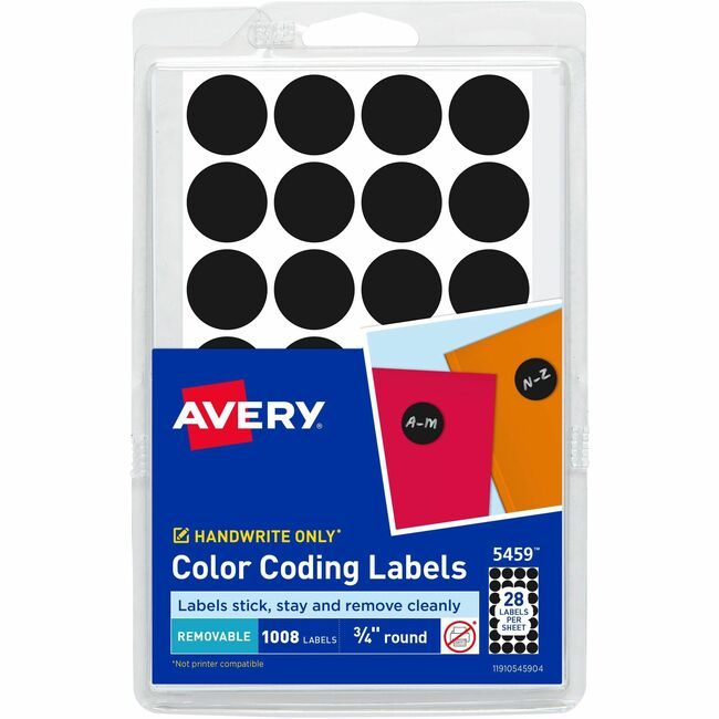 Avery Products Corporation Label Round 3/4"DIA Black AVE05459