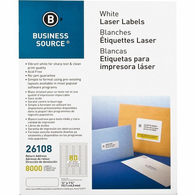 Business Source Label Laser 1/2X1.75 8000 BSN26108