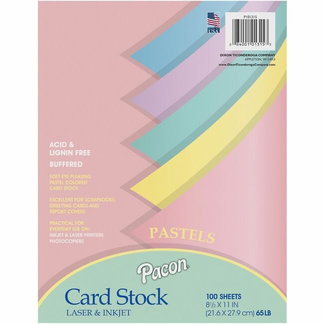 Pacon Corporation Cardstock Pastel Assorted 100SH PAC101315
