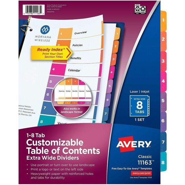 Avery Products Corporation Index Rdy Xw 1-8 Mi AVE11163