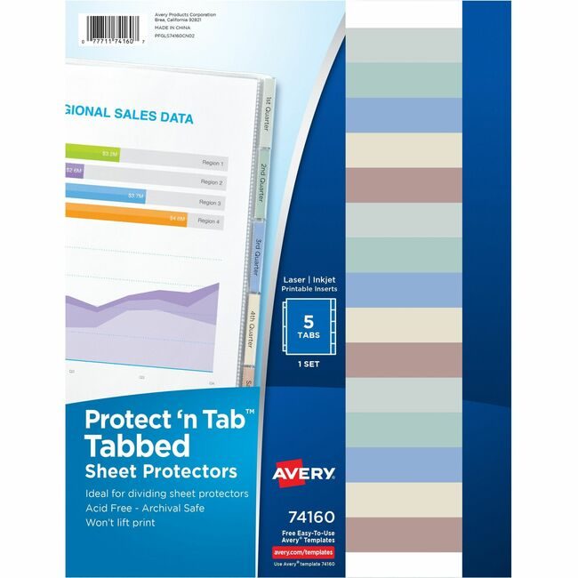 Avery Products Corporation Protector Sheet 5TAB Clear AVE74160