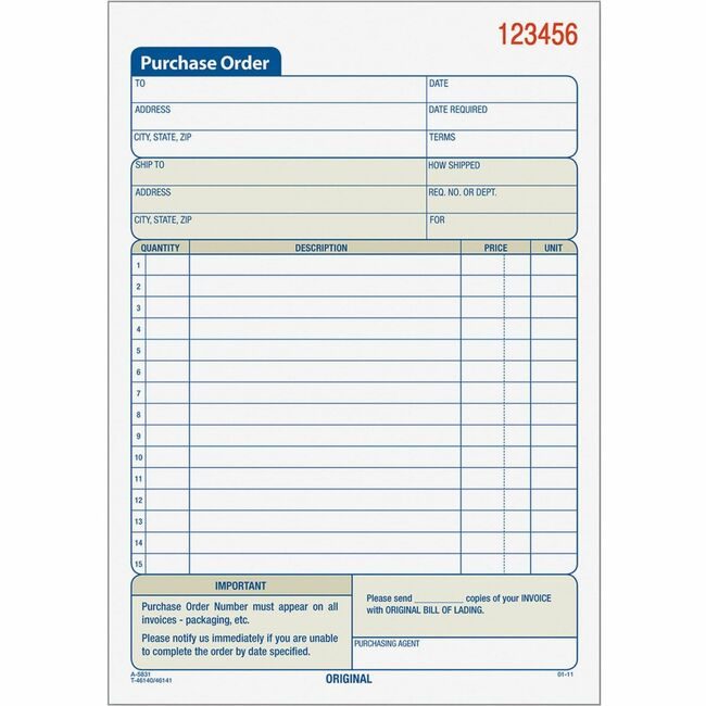TOPS Products Form Purchs Order 3PT 5.5X8 TOP46141