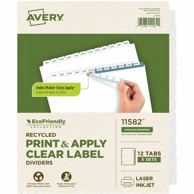 Avery Products Corporation Dividers Indx Clear 12TAB 5ST AVE11582
