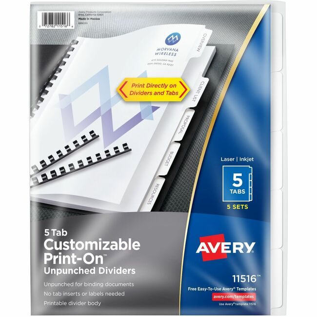 Avery Products Corporation Dividers Print-On 5TAB We AVE11516