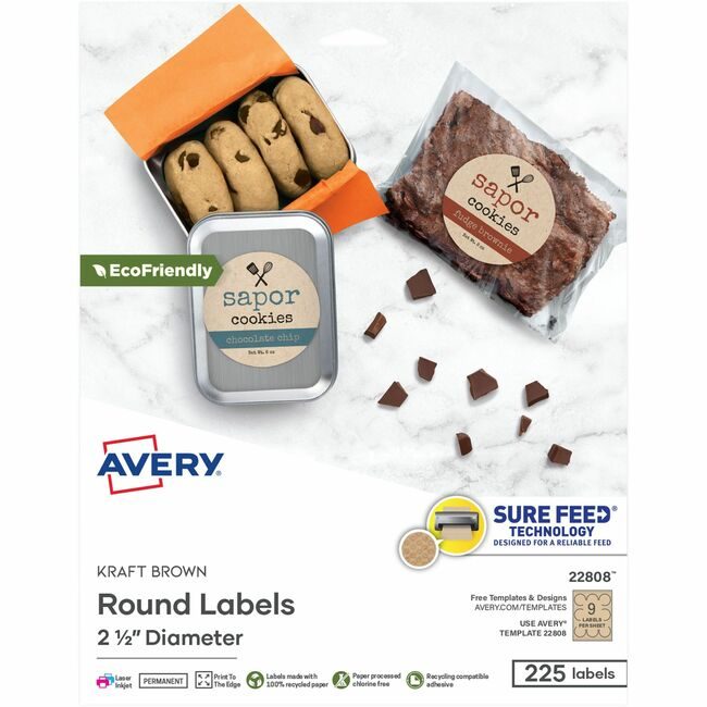 Avery Products Corporation Label Round 2.5" Krft Brown AVE22808