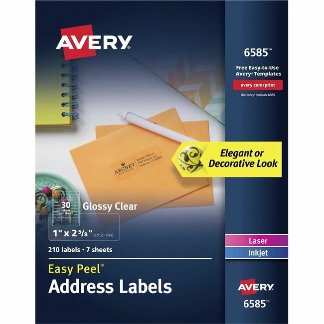 Avery Products Corporation Label Glossy Clear 30UP AVE06585