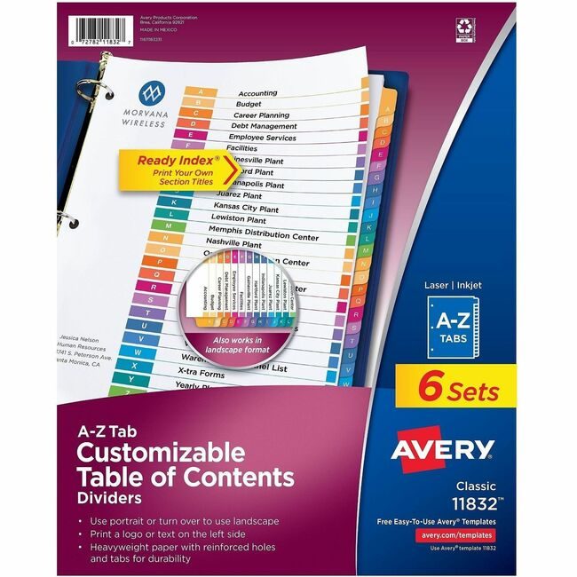 Avery Products Corporation Divider Ri A-Ztab Mc 6 Pack AVE11832