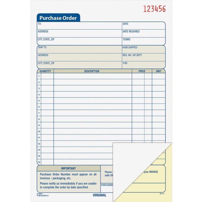 Adams Business Forms Book Purchase Order Crbnls ABFDC5831