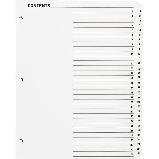 Business Source Dividers Index Toc 1-31 We BSN05859