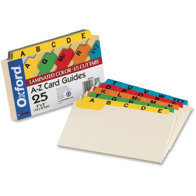 TOPS Products / ACCO legacy Oxford Guide CARD 3X5 A-Z Assorted OXF03514