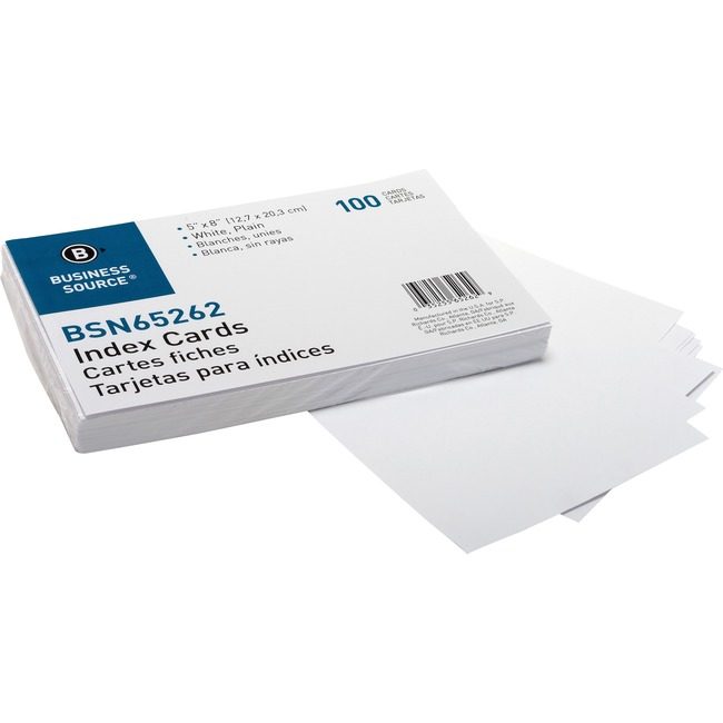 Business Source Card Index Plain 5X8 We BSN65262