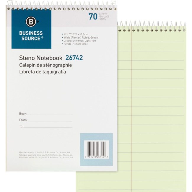 Business Source Book Steno Pitman 70SH Green BSN26742