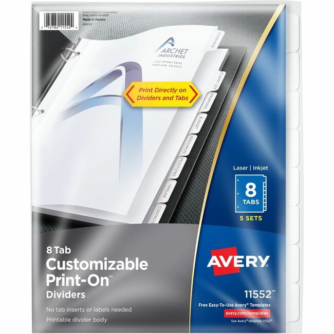 Avery Products Corporation Dividers Print-On 8TAB 5SET AVE11552
