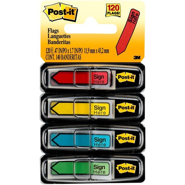 3M Company Flags Set Signhere 1/2" Assorted MMM684-SH