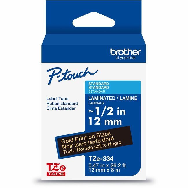 Brother International Cartridge Tape 1/2"GD/BK BRTTZE334G