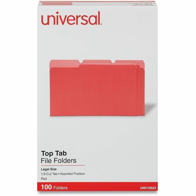 Universal Office Products Folder File 1/3C Legal Red UNV10523