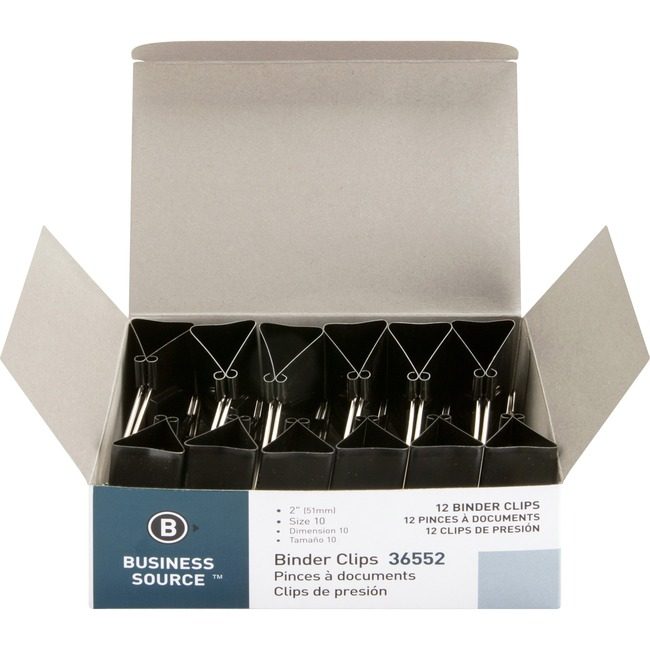 Business Source Clip Binder Large 12PC Black BSN36552