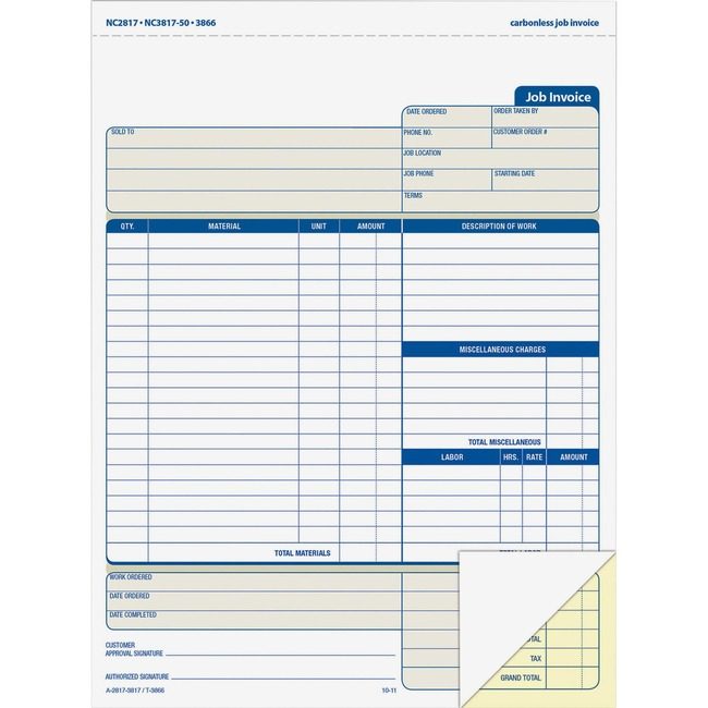 Adams Business Forms Invoice Job ABFNC2817