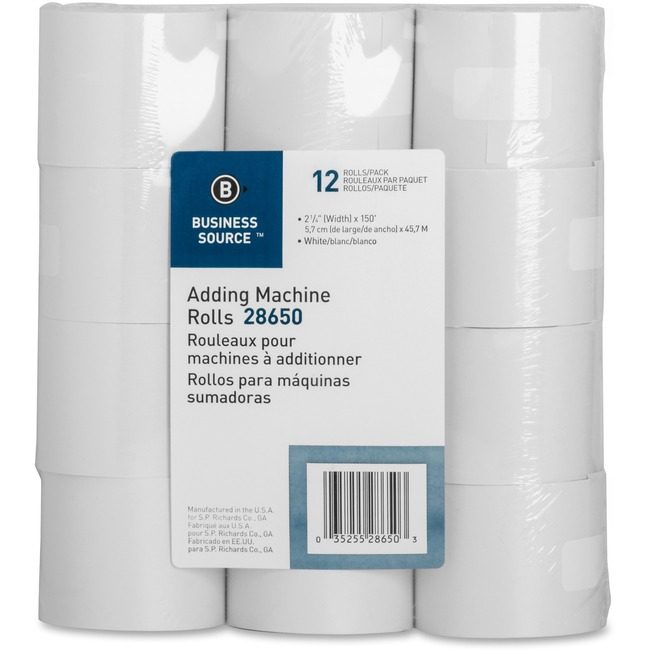 Business Source Paper Roll 2.25"X150 12 Pack BSN28650