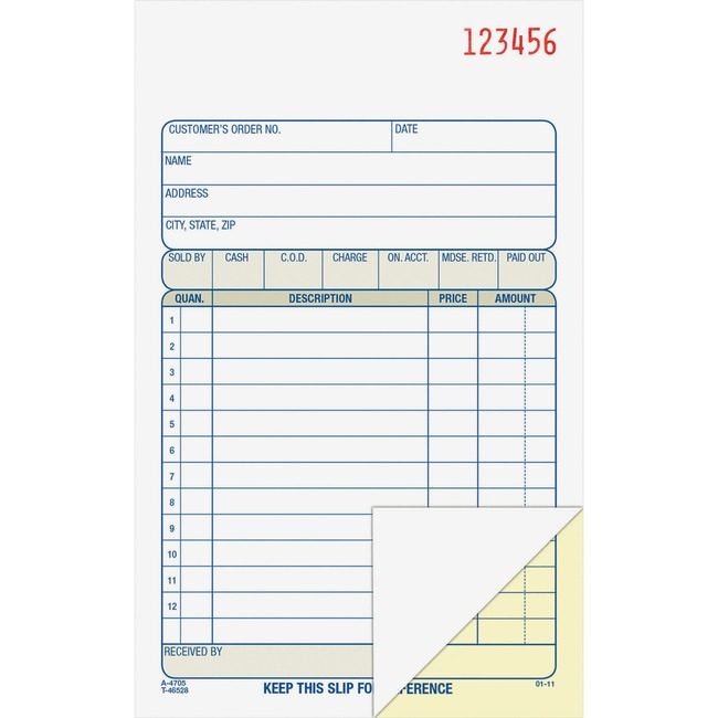 Adams Business Forms Book Sales Order 2PT 4X7 ABFDC4705
