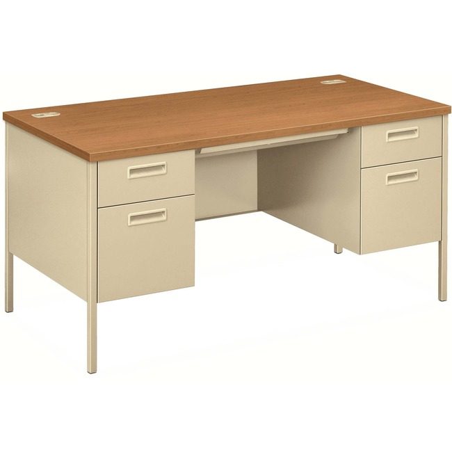 The HON Company Desk Dbl Ped 30X60 Hrvst/Py HONP3262CL