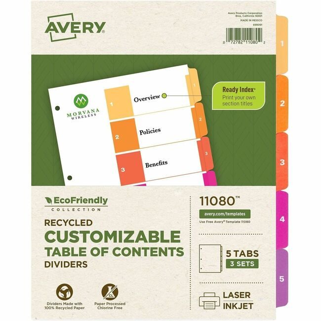Avery Products Corporation Dividers 5TABS 3 SETS AVE11080