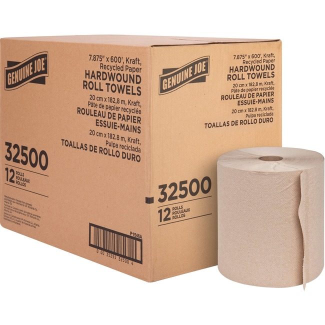 Genuine Joe Towel Roll 8X600 2"CR Natural GJO32500