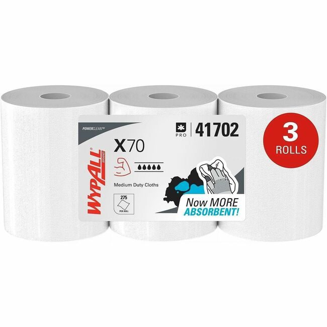 Kimberly-Clark Professional Kleenex / Scott / WypAll / Kimtech Wiper X70 3 ROLLS 275 SH KCC41702