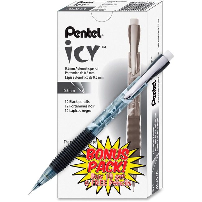 Pentel of America Pencil Mech Icy 0.5 Gray 24 Count PENAL25TASW-SPR