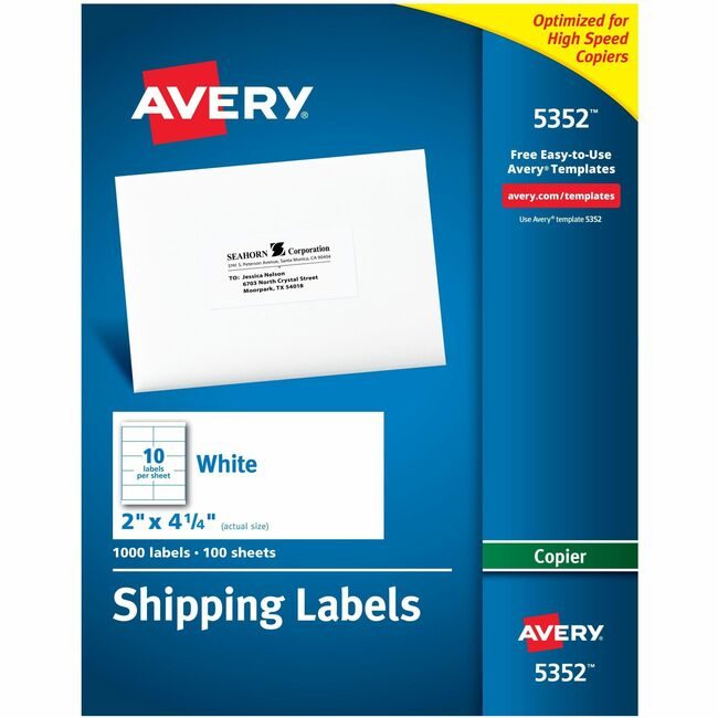 Avery Products Corporation Label Copier 2X4.25 We 1000 AVE5352