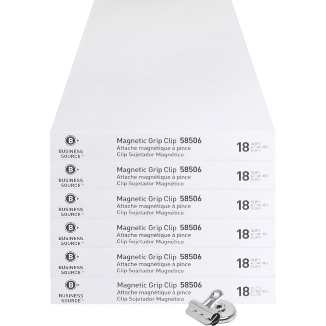Business Source Clip Grip Magnetic #1 18PC BSN58506BD