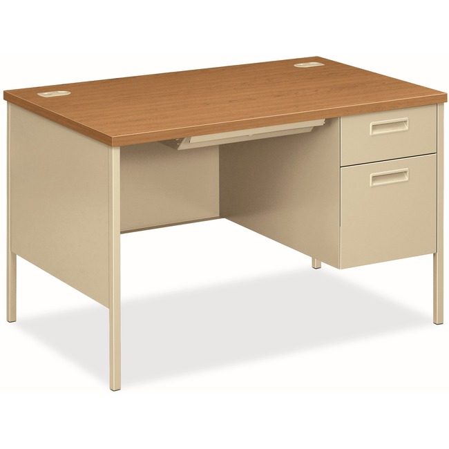 The HON Company Desk Sgl Ped 30X48 Hrvst/Py HONP3251RCL