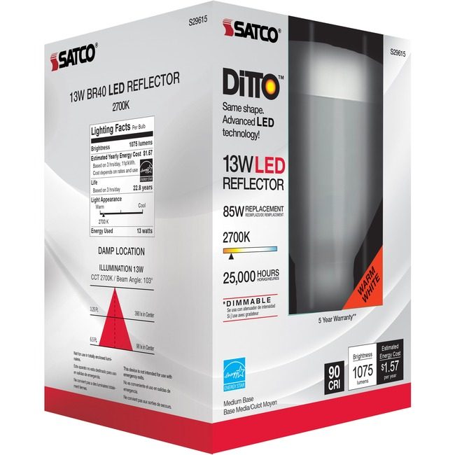 Satco Products, Inc. Bulb Led BR40 13W 2700K Dim SDNS29615
