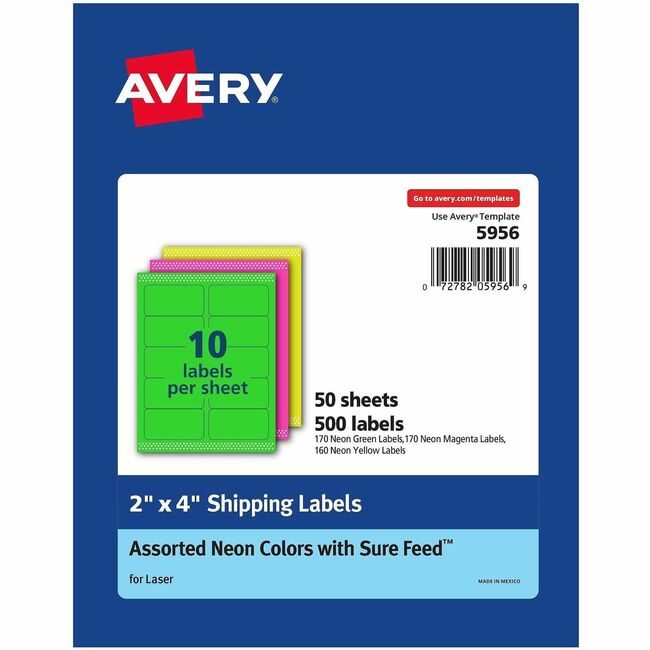 Avery Products Corporation Label Shipping Neon 2X4 Assorted AVE5956