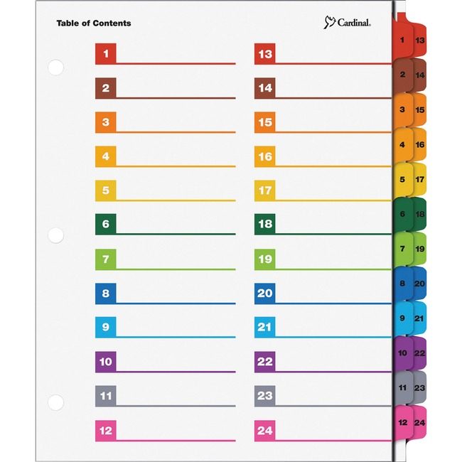 TOPS Products / Cardinal Brands Dividers Index 24TAB Multi CRD60960